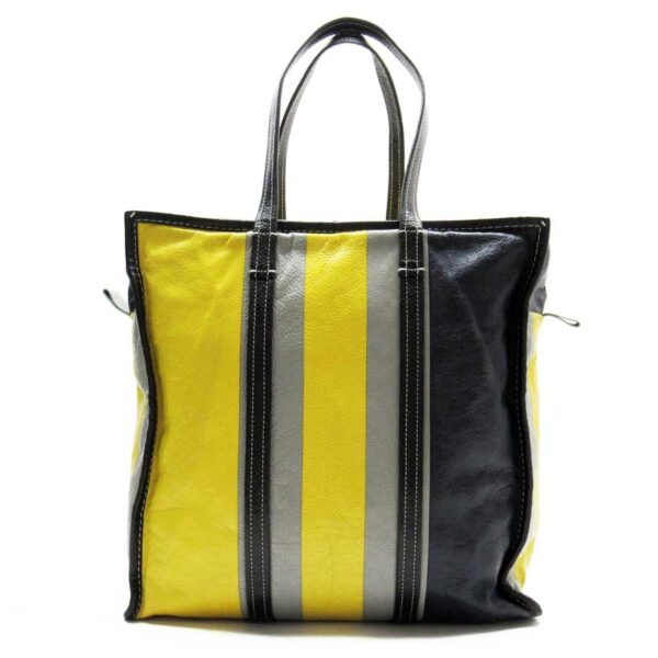 t17793a Balenciaga Leather Shoulder Bag Black Gray Yellow