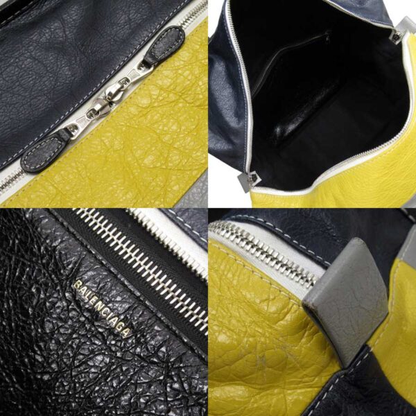 t17793a 2 Balenciaga Leather Shoulder Bag Black Gray Yellow