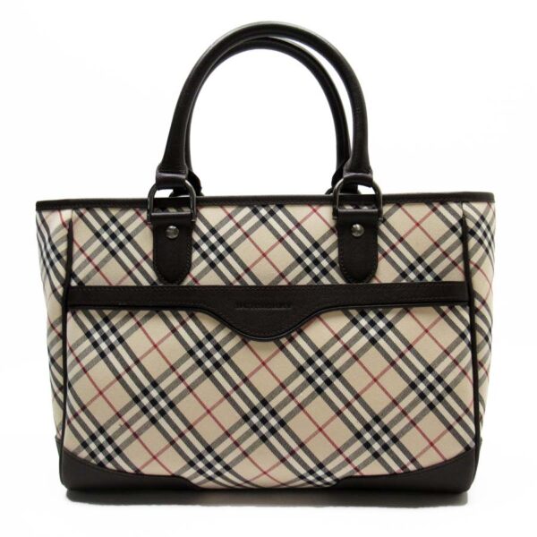 t17820a Burberry Nova Check Canvas Leather Handbag Beige