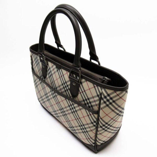 t17820a 1 Burberry Nova Check Canvas Leather Handbag Beige