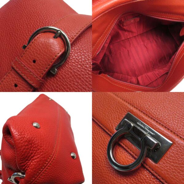 t17965a 4 Salvatore Ferragamo Gancini Leather Crossbody Bag Orange