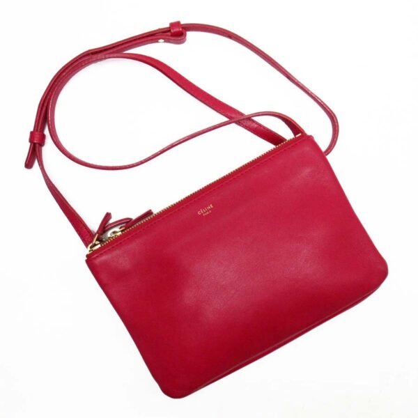 t17966a Celine Crossbody Shoulder Bag Leather Red