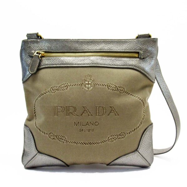 t18001a Prada Canvas Leather Crossbody Shoulder Bag Brown