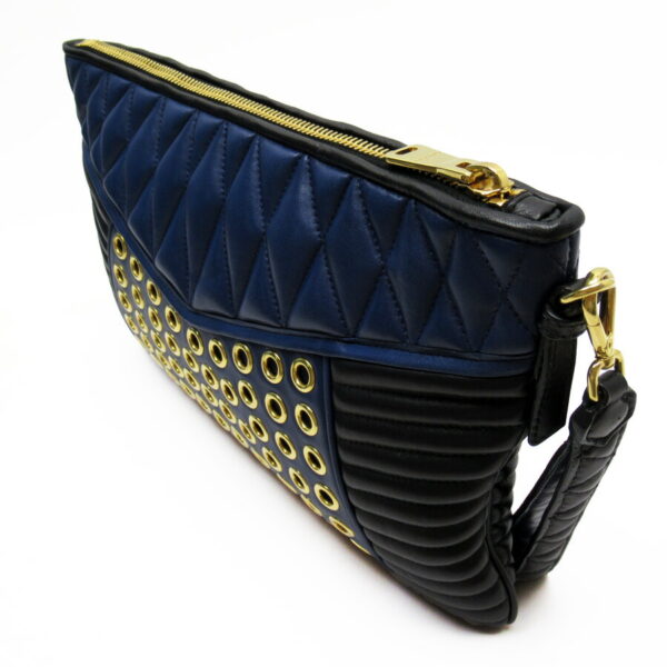 t18095g 1 Miu Miu Clutch Bag Leather Blue Black