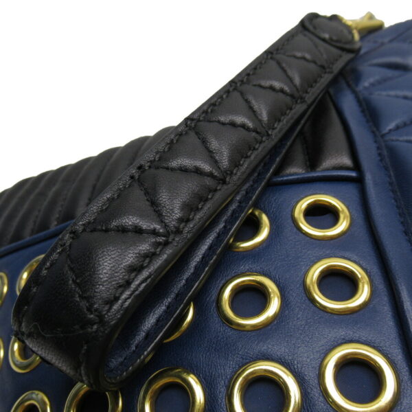 t18095g 3 Miu Miu Clutch Bag Leather Blue Black