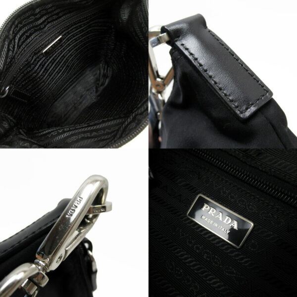 t18097a 4 Prada Triangle Nylon Leather Shoulder Bag Black