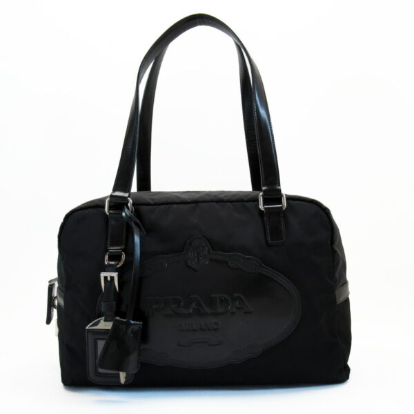 t18181a Prada Nylon Leather Shoulder Bag Black