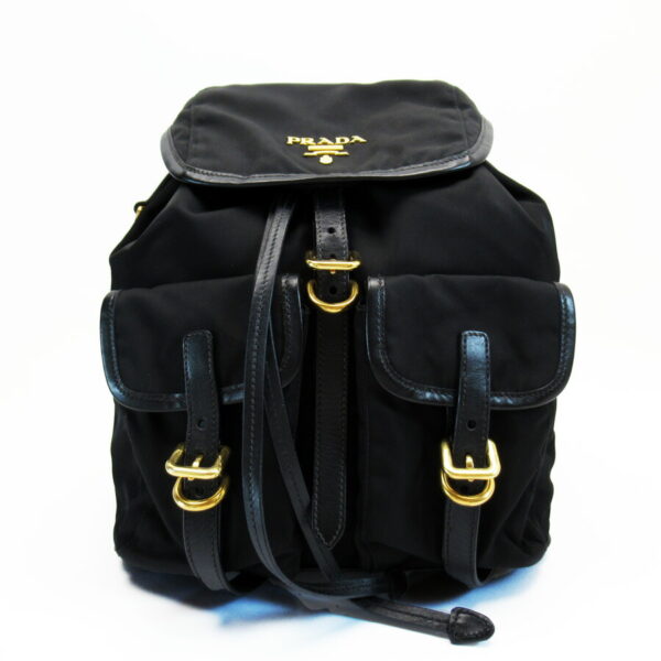 t18183a Prada Triangle Nylon Leather Backpack Black