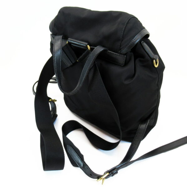 t18183a 1 Prada Triangle Nylon Leather Backpack Black