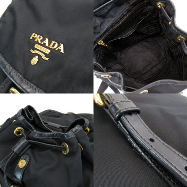 t18183a 4 Prada Triangle Nylon Leather Backpack Black