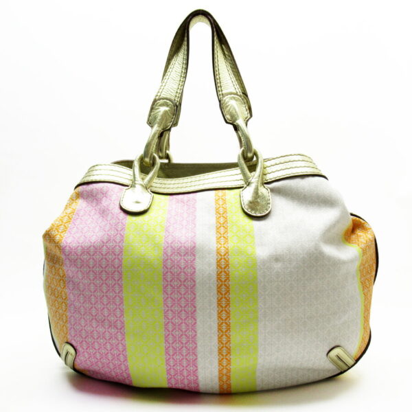 t18208a Loewe Anagram Canvas Leather Handbag Pink Orange Yellow White