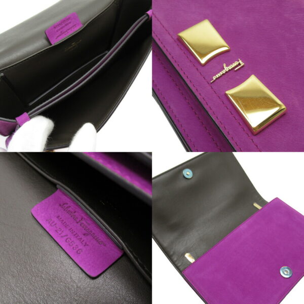 t18229a 4 Salvatore Ferragamo Suede Leather Crossbody Bag Purple