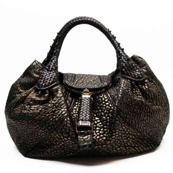 t18256a Fendi Spy Bag Handbag Leather Bronze