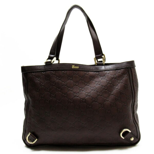 t18272a Gucci Shima Leather Tote Bag Brown