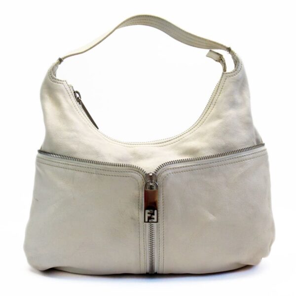 t18348a Fendi Shoulder Bag Leather Off White