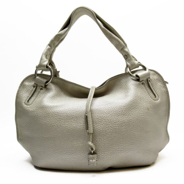 t18441a Celine Handbag Leather Pearl White