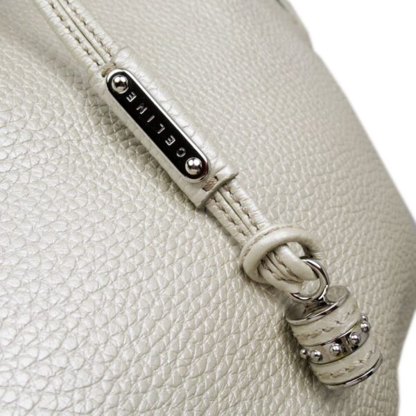 t18441a 3 Celine Handbag Leather Pearl White