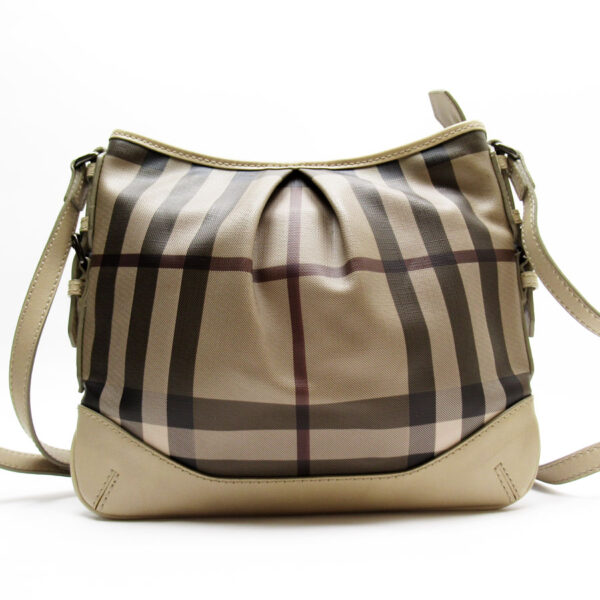 t18696a Burberry Canvas Leather Crossbody Shoulder Bag Beige