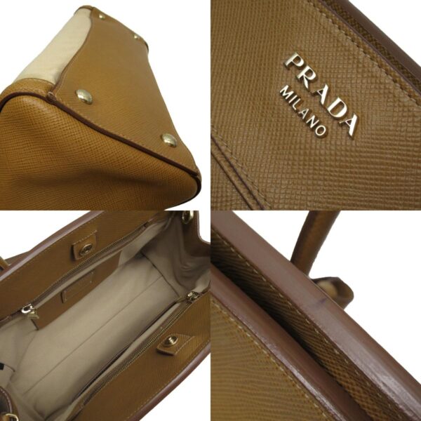 t18732g 4 c Prada Shoulder Bag 2Way Canvas Leather Beige