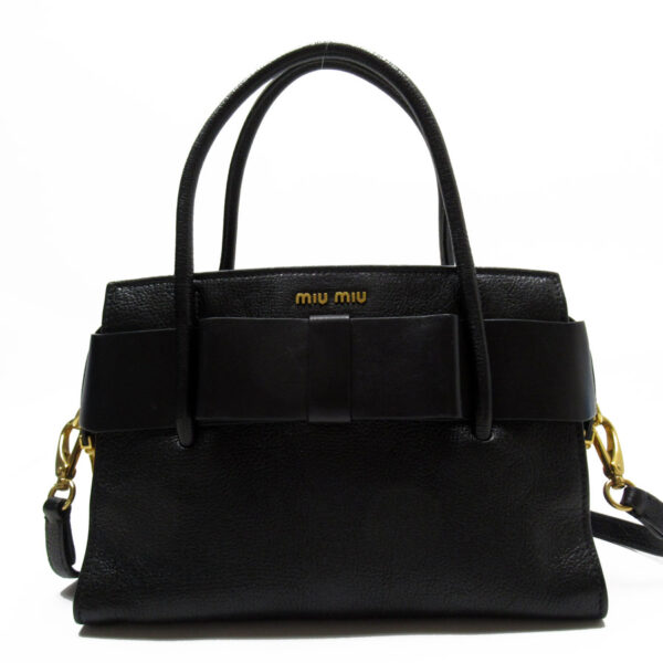 t18912a Miu Miu Handbag Crossbody Shoulder Bag Leather Black