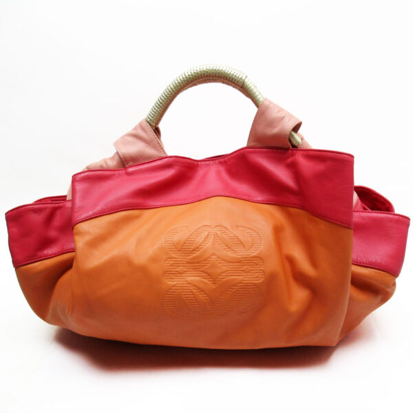 t18939a Loewe Nappa Aire Leather Handbag Pink Orange