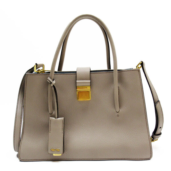 t19101a Miu Miu Handbag Shoulder Bag Leather Greige