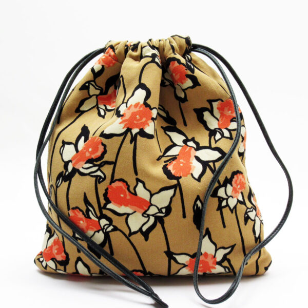 t19131a Miu Miu Pouch Drawstring Polyester Brown