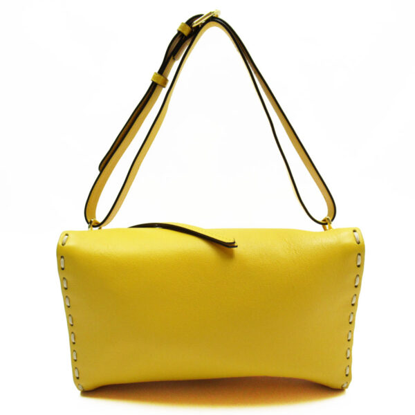 t19271k 1 Fendi Triangle Shoulder Bag Leather Yellow