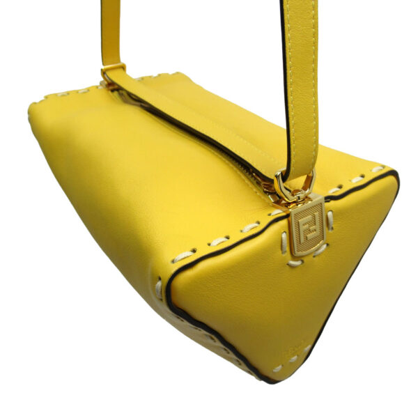 t19271k 2 Fendi Triangle Shoulder Bag Leather Yellow