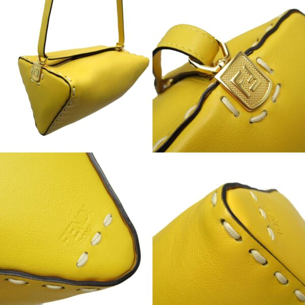 t19271k 3 c Fendi Triangle Shoulder Bag Leather Yellow