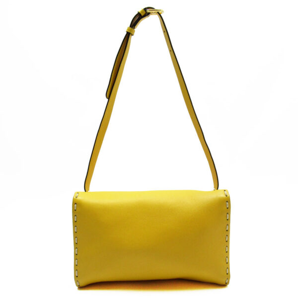 t19271k Fendi Triangle Shoulder Bag Leather Yellow