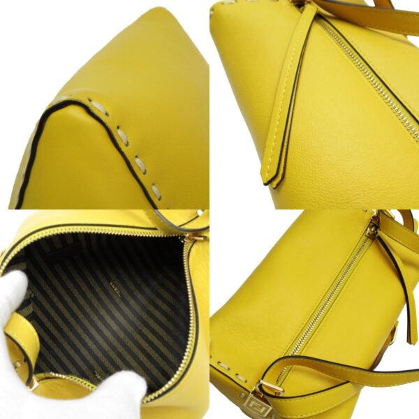 t19271k 7 c Fendi Triangle Shoulder Bag Leather Yellow