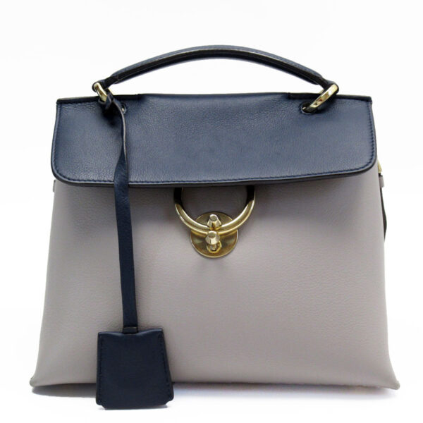 t19285a Salvatore Ferragamo Leather Crossbody Shoulder Bag Gray Navy