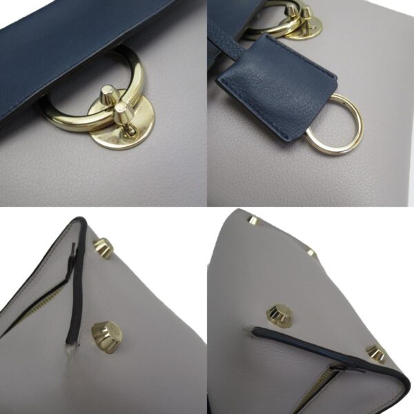 t19285a 6 c Salvatore Ferragamo Leather Crossbody Shoulder Bag Gray Navy