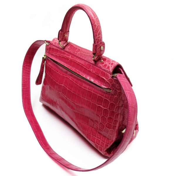 t19306a 1 Salvatore Ferragamo Gancini Crocodile Shoulder Bag Pink