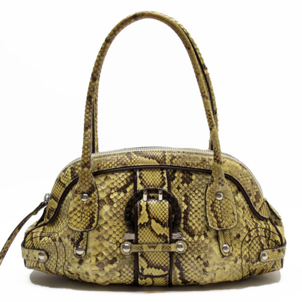 t19394a Salvatore Ferragamo Python Shoulder Bag Yellow Beige