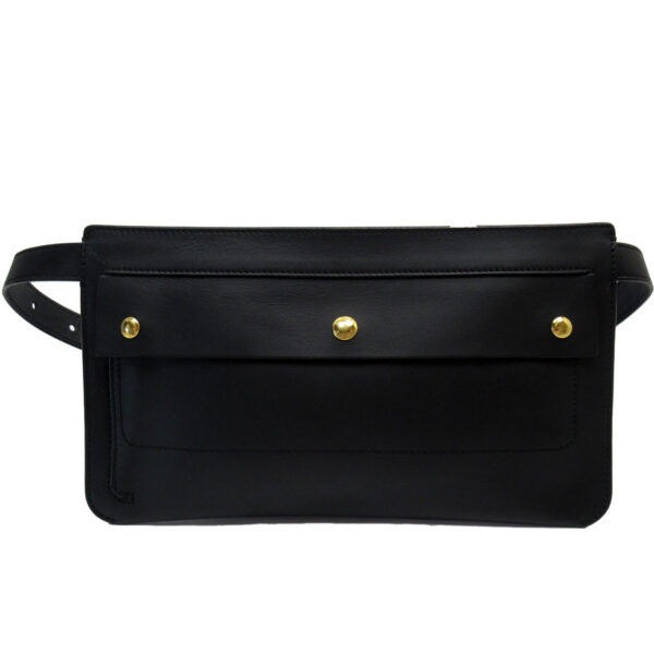 t19430g Burberry Leather Waist Bag Black