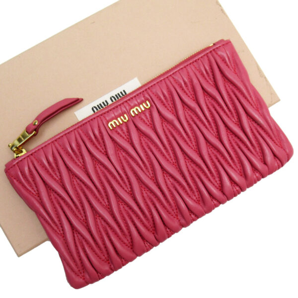 t19463g Miu Miu Pouch Matelasse Leather Pink