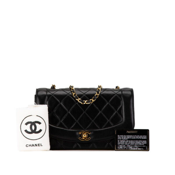 tckuhcce6trimoms 12 Chanel Diana Chain Shoulder Bag Lambskin Black