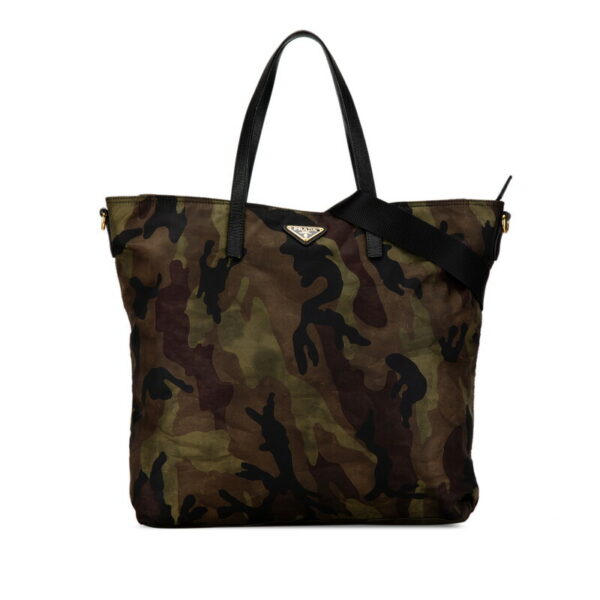 uwkvt7tuuzypy20j 1 Prada Triangle Plate Camouflage Nylon 2WAY Bag Khaki Green