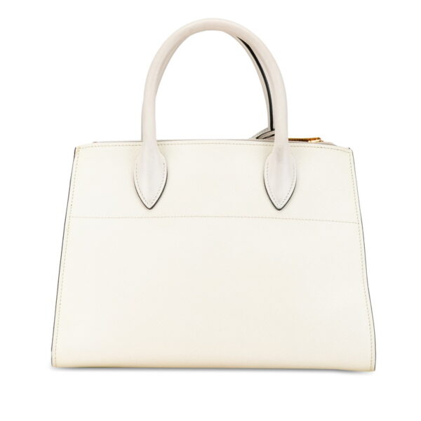 v0uo552ufwbea71o 3 Prada Paradigm Triangle Plate Saffiano 2WAY Shoulder Bag White