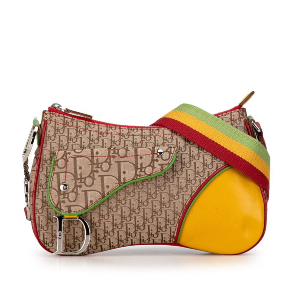 v15vmo2s68kkreag 1 Dior Trotter Saddle Rasta Crossbody Bag Beige Yellow