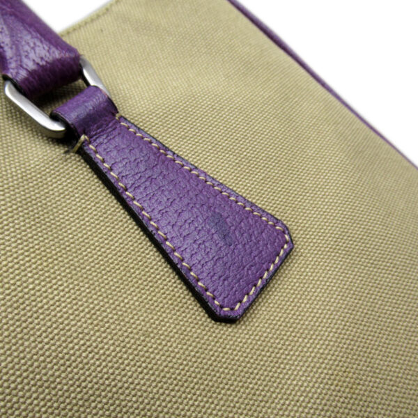 w0013a 2 Prada Tote Bag Canvas Leather Beige Purple