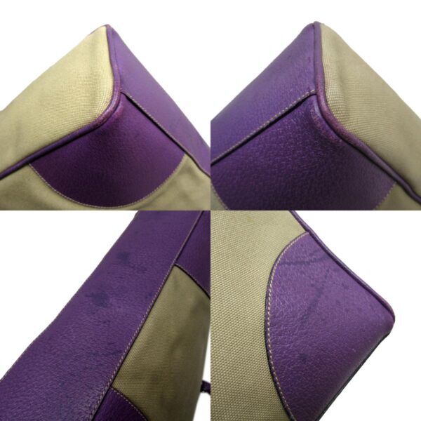 w0013a 3 c Prada Tote Bag Canvas Leather Beige Purple