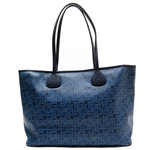 w0027a Celine Tote Bag Shoulder Bag Leather Blue Blue