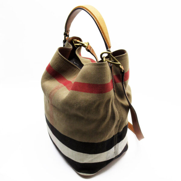 w0030a 1 Burberry Canvas Leather Handbag Brown