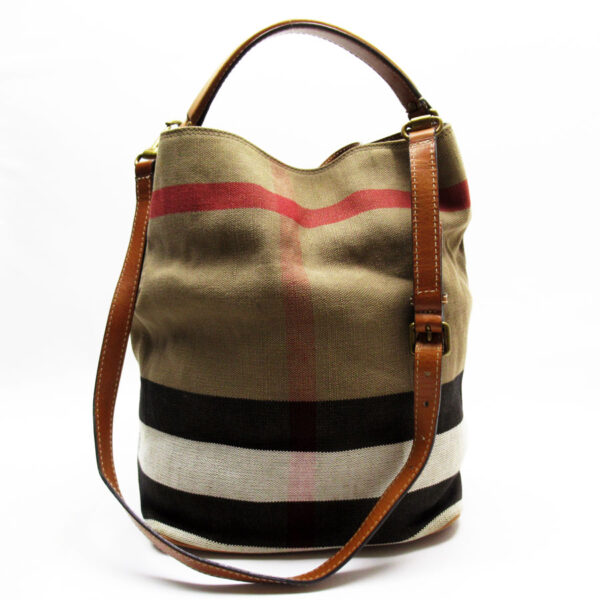 w0030a Burberry Canvas Leather Handbag Brown