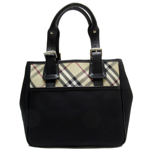 w0031a Burberry Canvas Leather Handbag Black