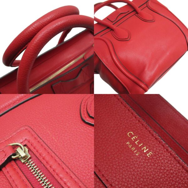 w0033a 2 c Celine Luggage Mini Shopper Handbag Leather Red