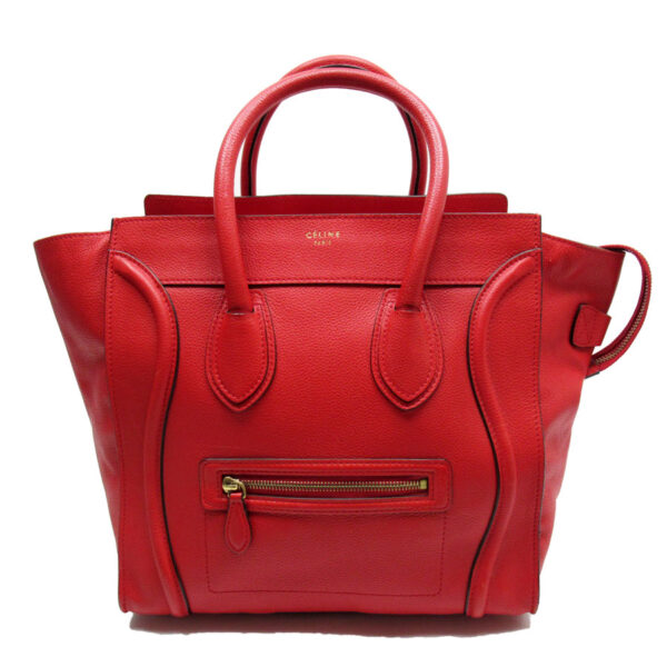 w0033a Celine Luggage Mini Shopper Handbag Leather Red